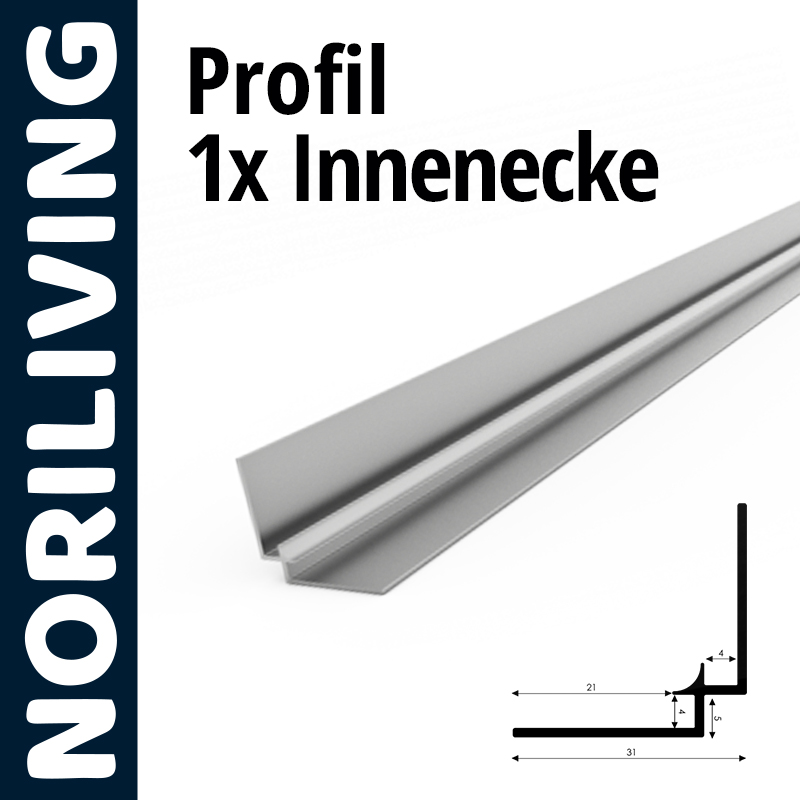 Profil 1x Innenecke von Noriliving, zeigt ein Metallprofil für Innenecken