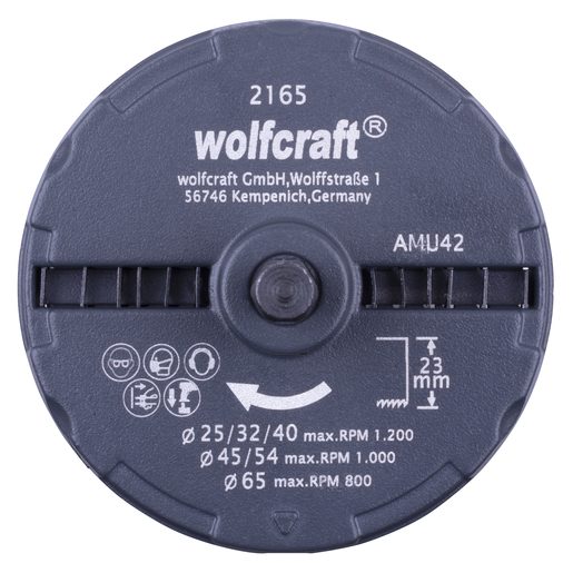 Wolfcraft Bohrkrone, geeignet für Durchmesser 25/32/40, max. 1200 U/min; 45/54, max. 1000 U/min; 65, max. 800 U/min
