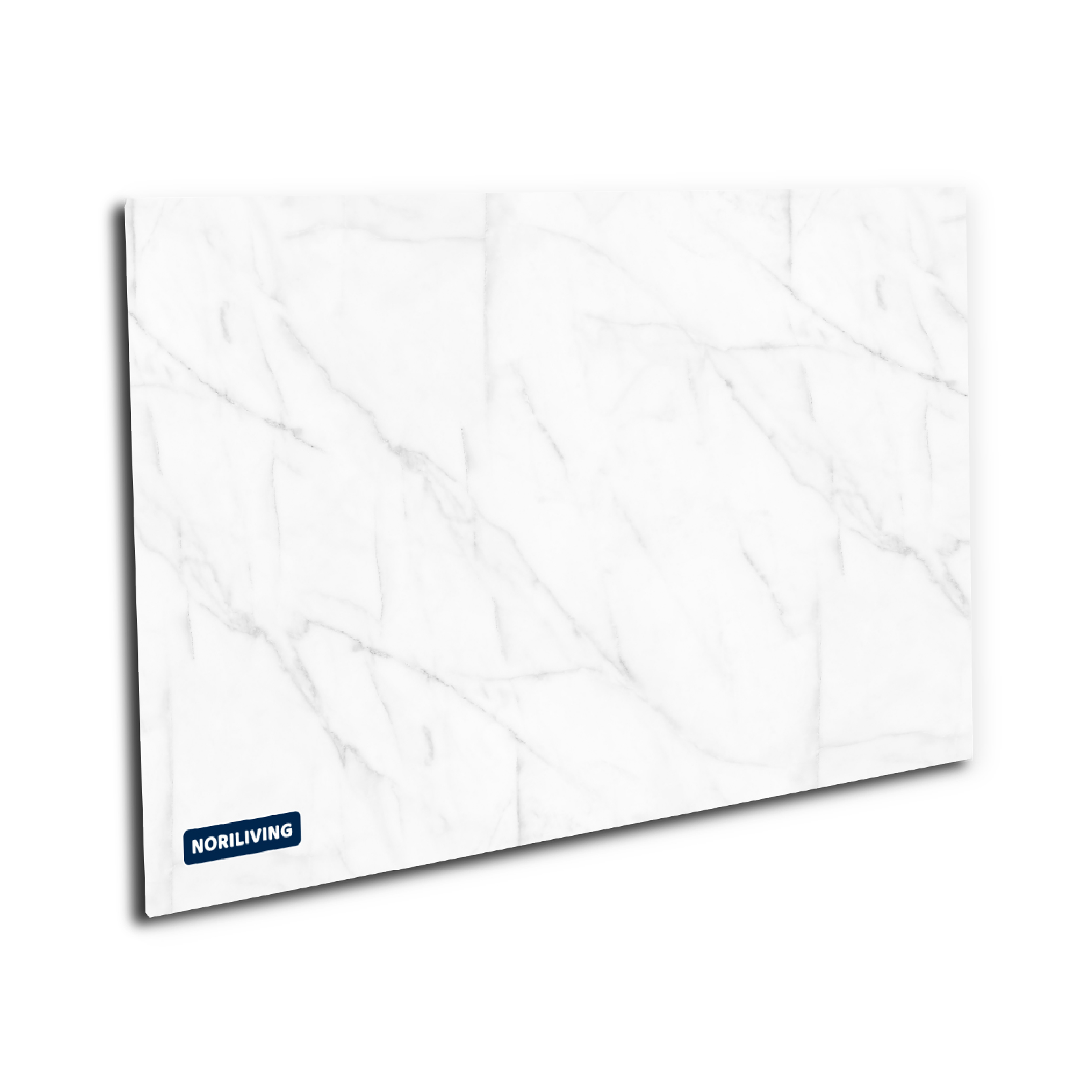 Heizpanel mit Marmordesign und Noriliving-Logo