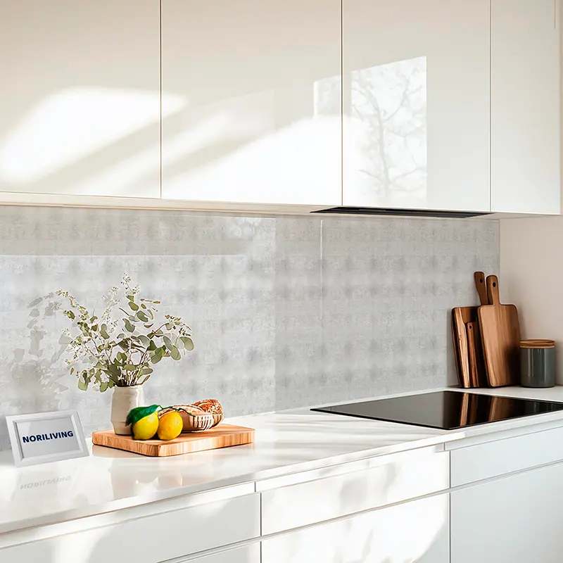 Küchenrückwand Echtglasoptik Profiline verputzte Steinmauer 041