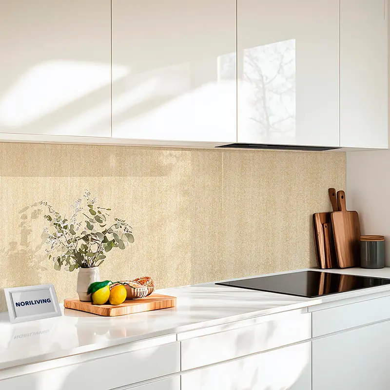 Küchenrückwand Echtglasoptik Profiline Steinoptik verputzt Sand beige 691