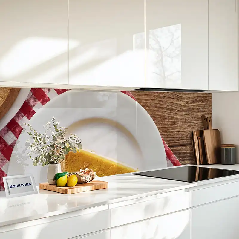 Fliesenspiegel Alu Kürbiskuchen mit Sahne auf Teller 125