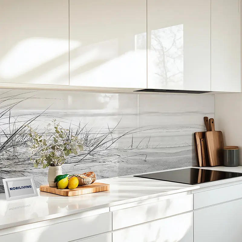 Küchenrückwand Echtglasoptik Profiline Dünen Gras Strand 543a schwarz-weiß